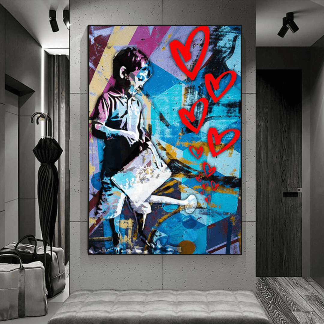 ChandeliersDecor.com-Banksy Wall Poster-Banksy Steet Art Boy Planting Love Canvas Wall Art