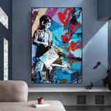 ChandeliersDecor.com-Banksy Wall Poster-Banksy Steet Art Boy Planting Love Canvas Wall Art