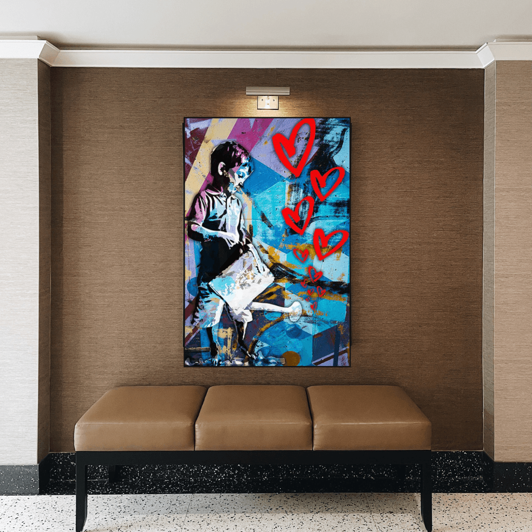 ChandeliersDecor.com-Banksy Wall Poster-Banksy Steet Art Boy Planting Love Canvas Wall Art