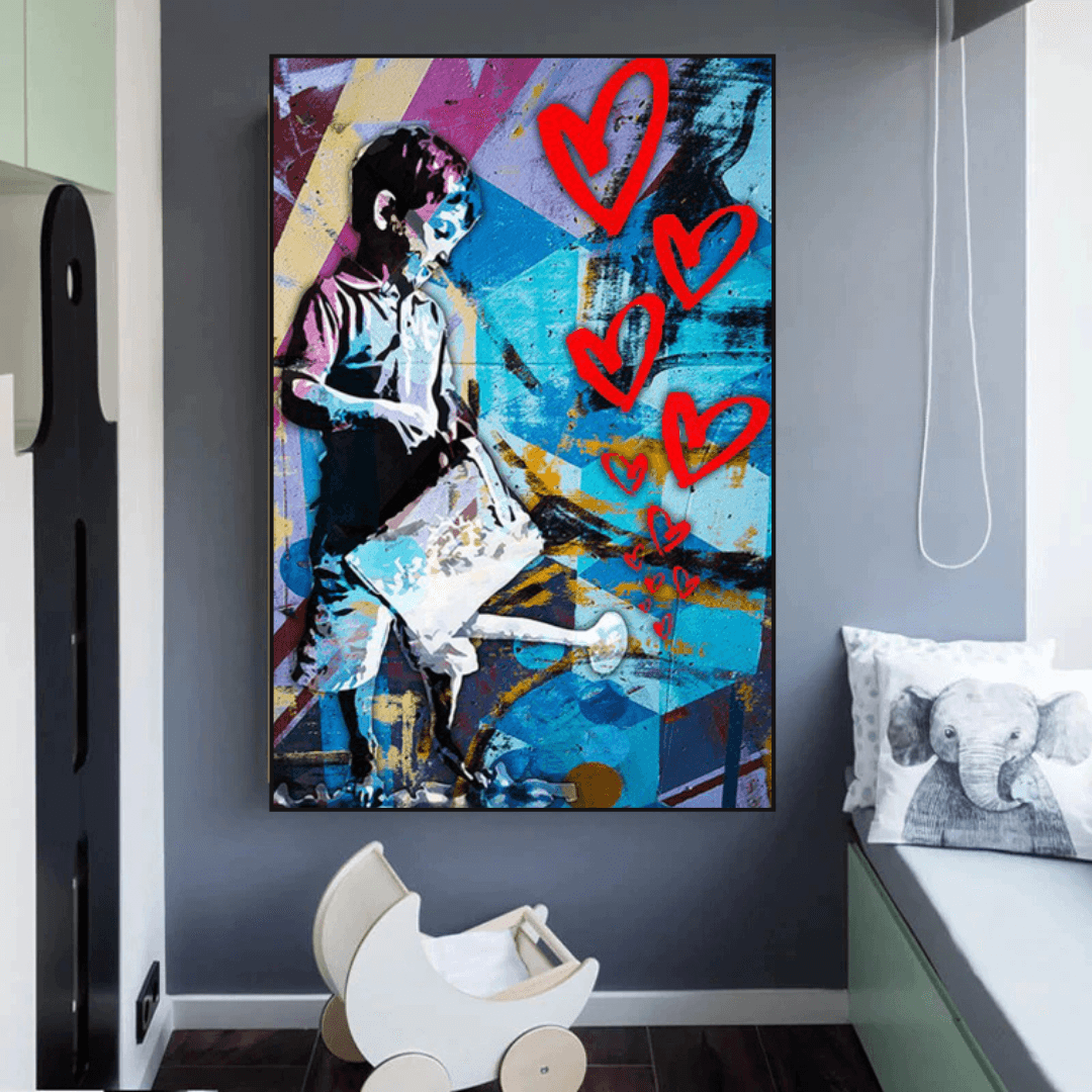 ChandeliersDecor.com-Banksy Wall Poster-Banksy Steet Art Boy Planting Love Canvas Wall Art