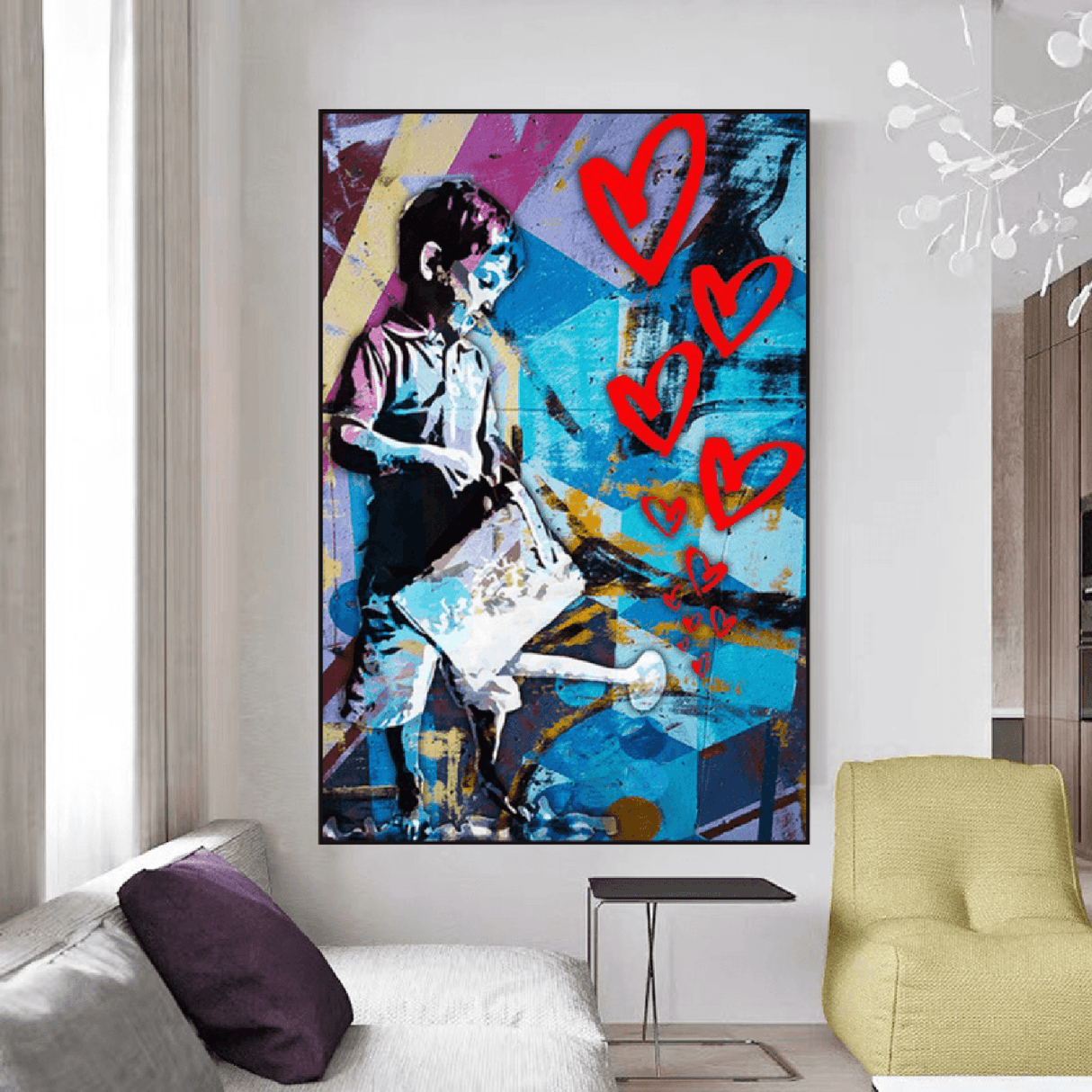 ChandeliersDecor.com-Banksy Wall Poster-Banksy Steet Art Boy Planting Love Canvas Wall Art