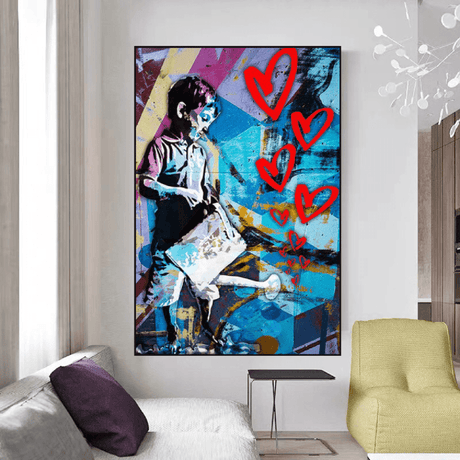 ChandeliersDecor.com-Banksy Wall Poster-Banksy Steet Art Boy Planting Love Canvas Wall Art