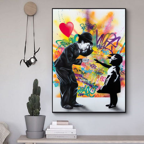 ChandeliersDecor.com-Banksy Wall Poster-Banksy Street Graffiti Art Love Heart Girl Canvas Wall Art