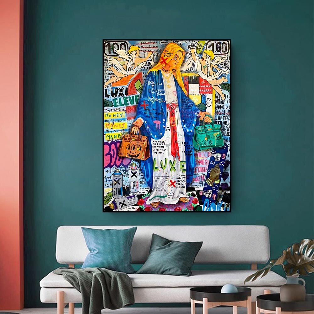 ChandeliersDecor.com-Banksy Wall Poster-Banksy Virgin Mary Art: Unique, Captivating Masterpiece