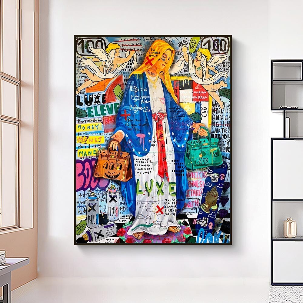 ChandeliersDecor.com-Banksy Wall Poster-Banksy Virgin Mary Art: Unique, Captivating Masterpiece