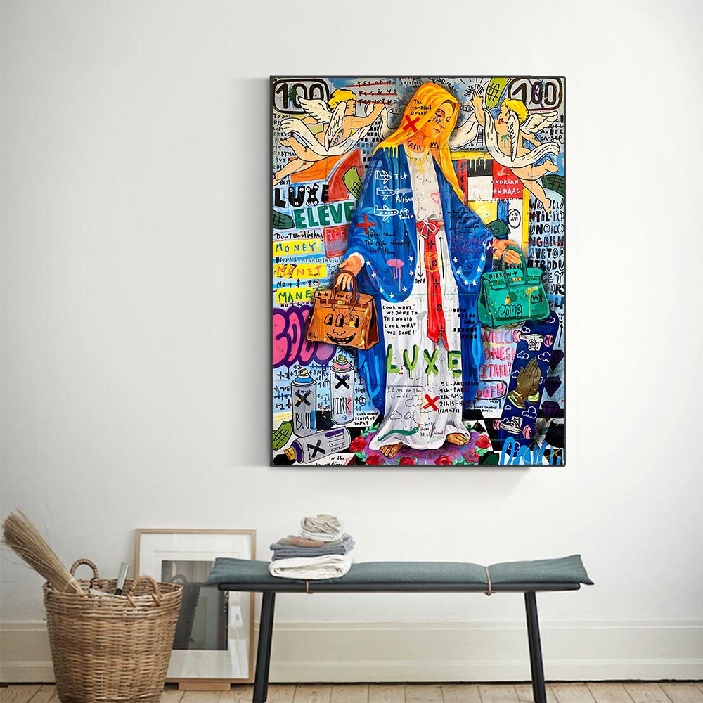 ChandeliersDecor.com-Banksy Wall Poster-Banksy Virgin Mary Art: Unique, Captivating Masterpiece