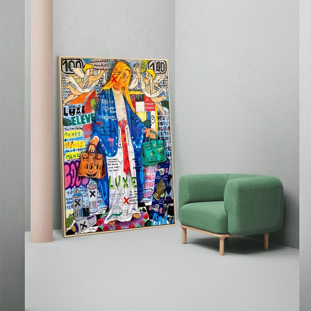 ChandeliersDecor.com-Banksy Wall Poster-Banksy Virgin Mary Art: Unique, Captivating Masterpiece