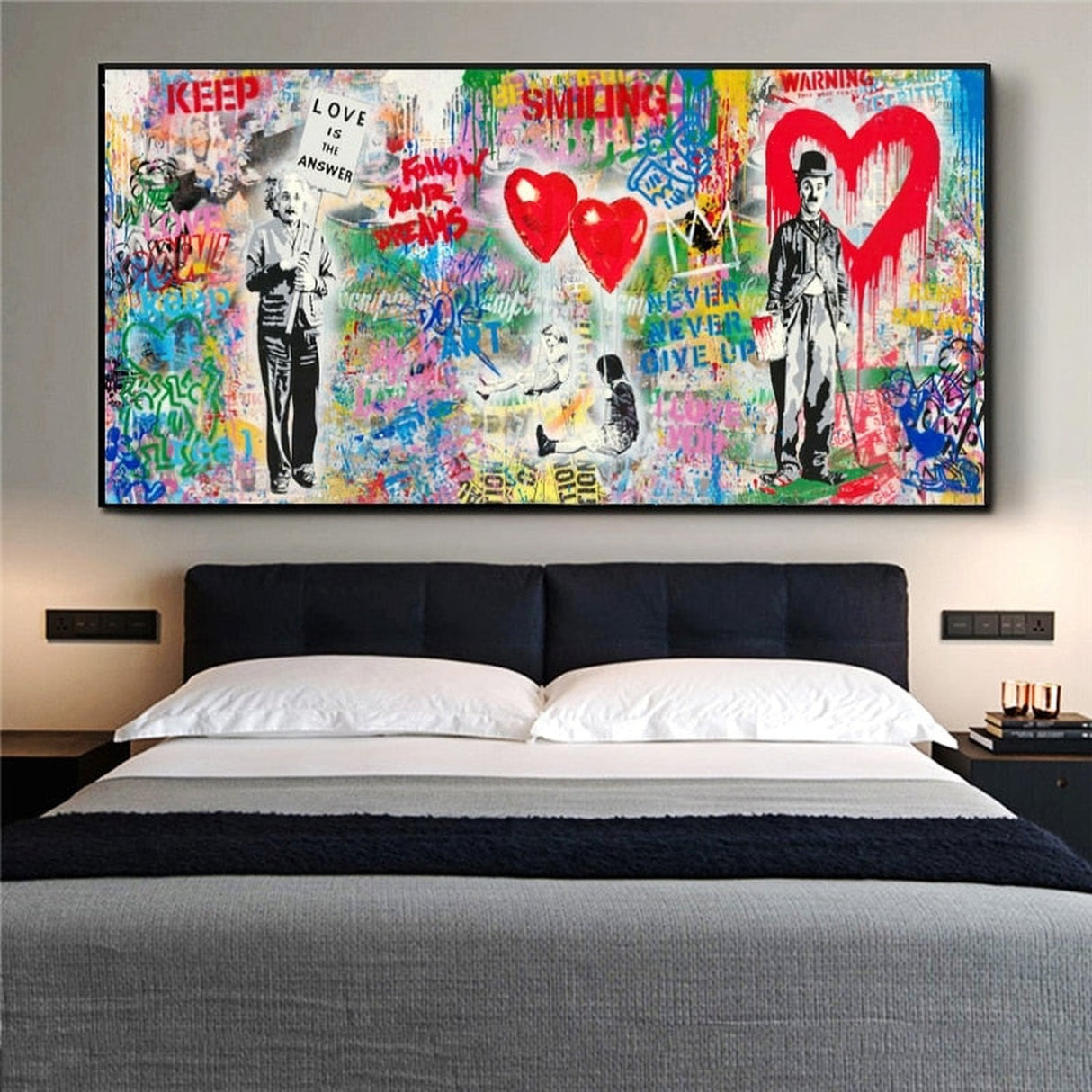 ChandeliersDecor.com-Banksy Wall Poster-Banksy Wall Art Print Follow Your Dreams Keep Smiling - Home Decor