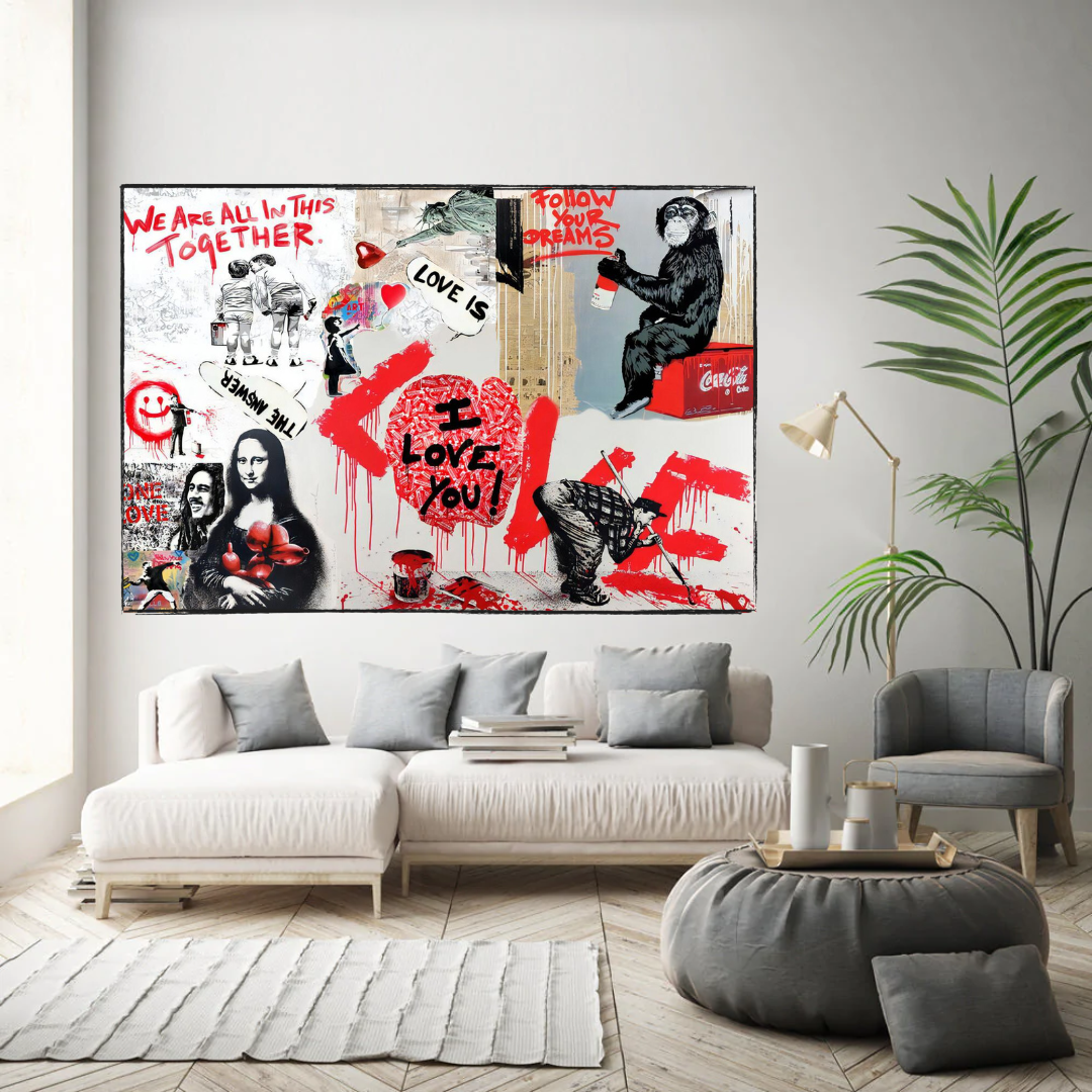 ChandeliersDecor.com-Banksy Wall Poster-Banksy We are all in this Together Canvas Wall Art