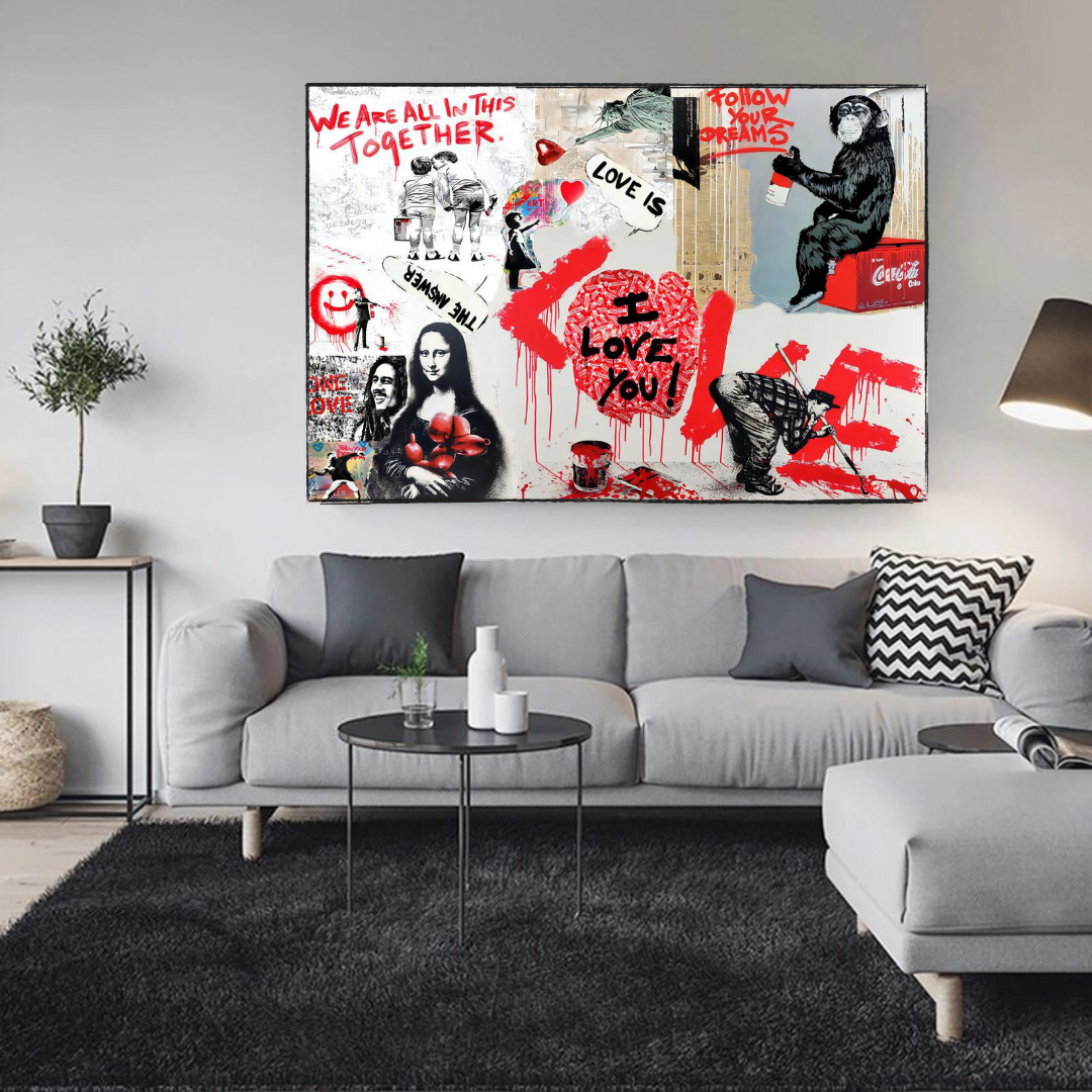 ChandeliersDecor.com-Banksy Wall Poster-Banksy We are all in this Together Canvas Wall Art