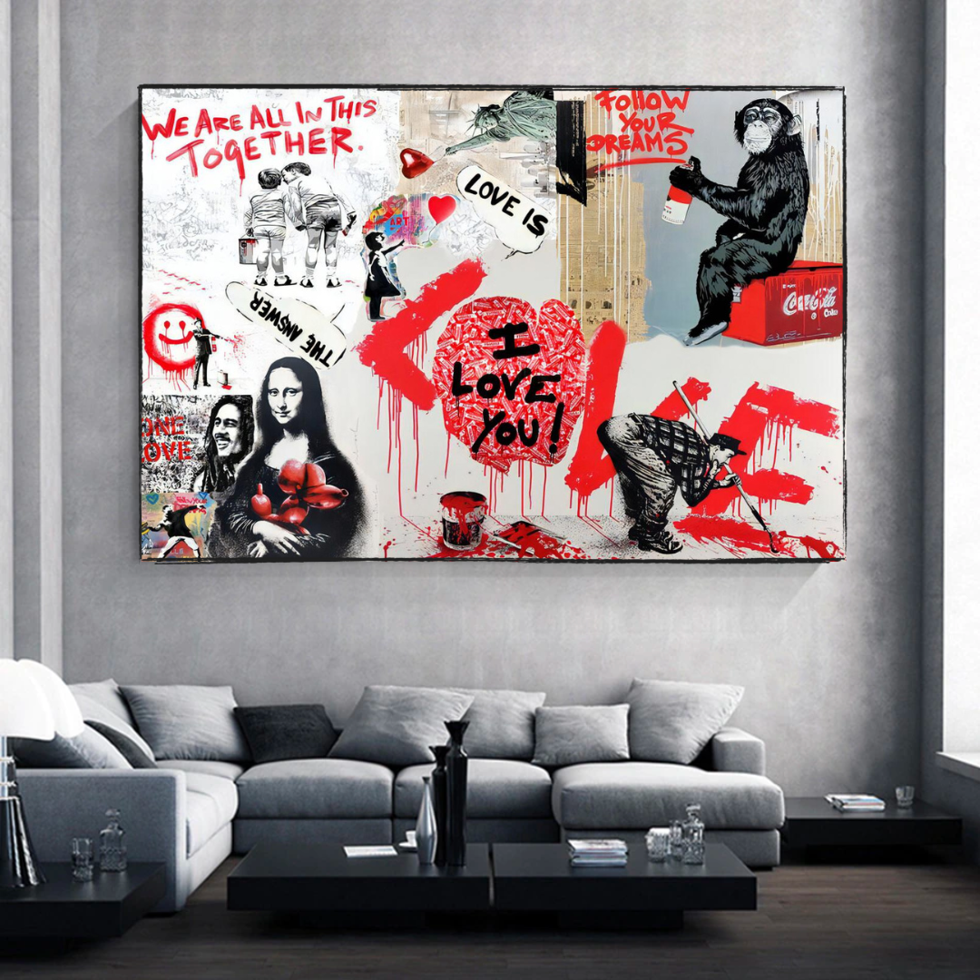ChandeliersDecor.com-Banksy Wall Poster-Banksy We are all in this Together Canvas Wall Art