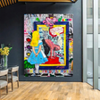 ChandeliersDecor.com-Banksy Wall Poster-Banksy Wonderland Mirror Canvas Wall Art with Graffiti - Unique Home Decor