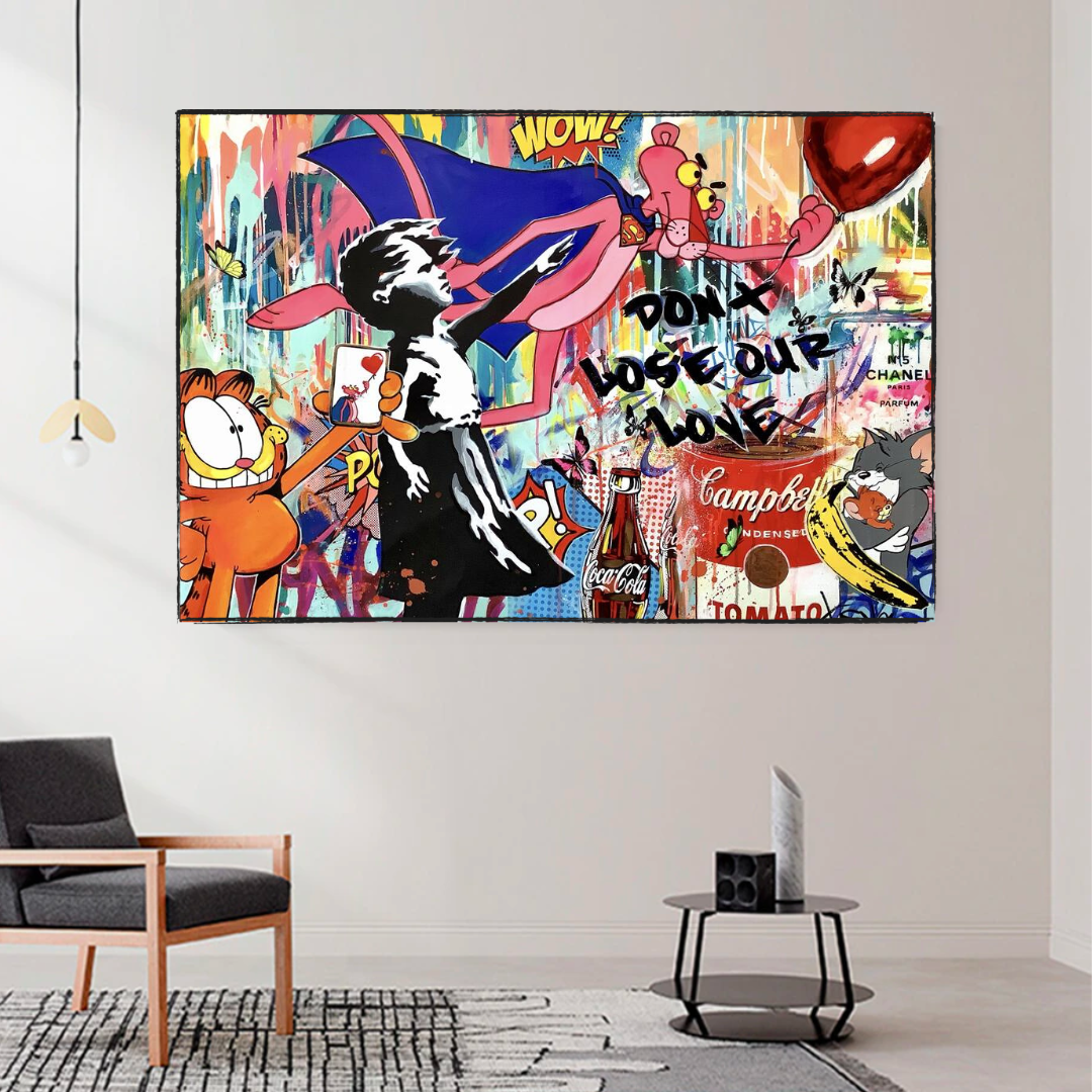 ChandeliersDecor.com-Banksy Wall Poster-Banksy's 'Don't Lose Love' Canvas Wall Art