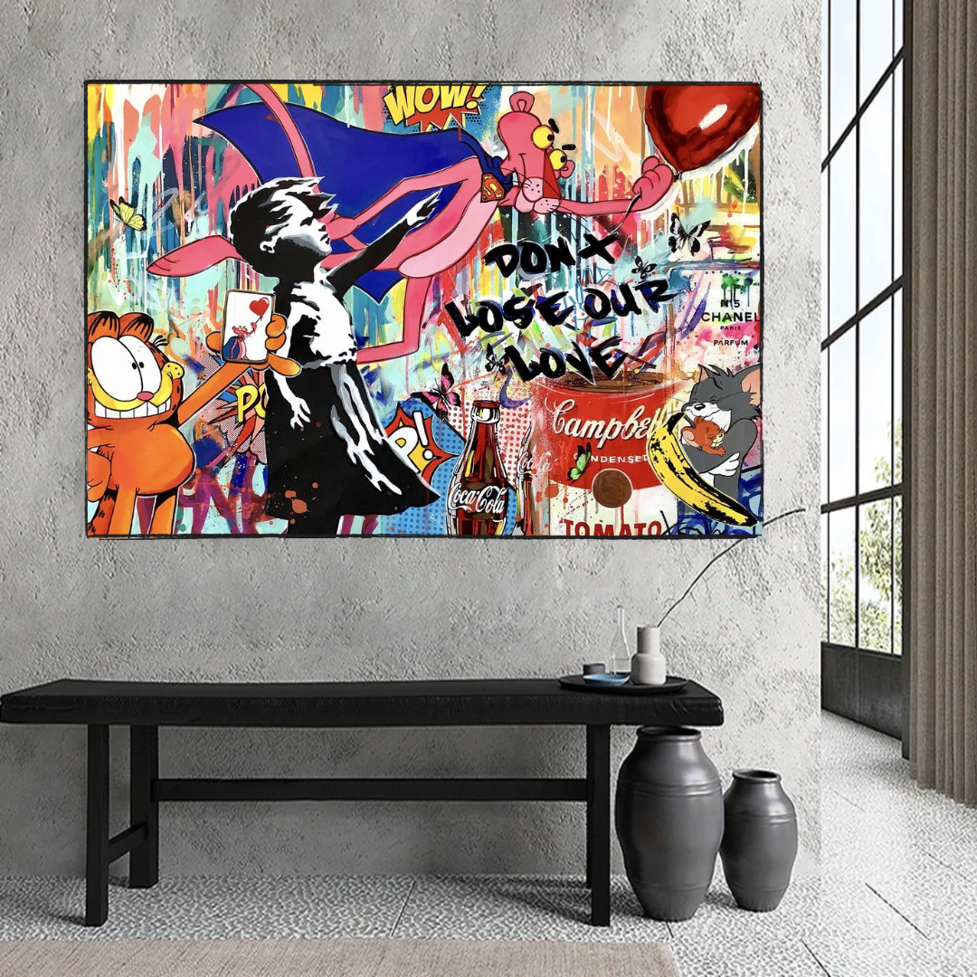 ChandeliersDecor.com-Banksy Wall Poster-Banksy's 'Don't Lose Love' Canvas Wall Art