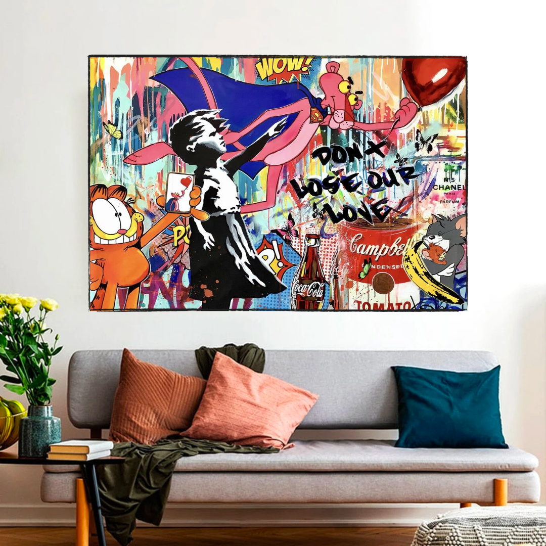 ChandeliersDecor.com-Banksy Wall Poster-Banksy's 'Don't Lose Love' Canvas Wall Art