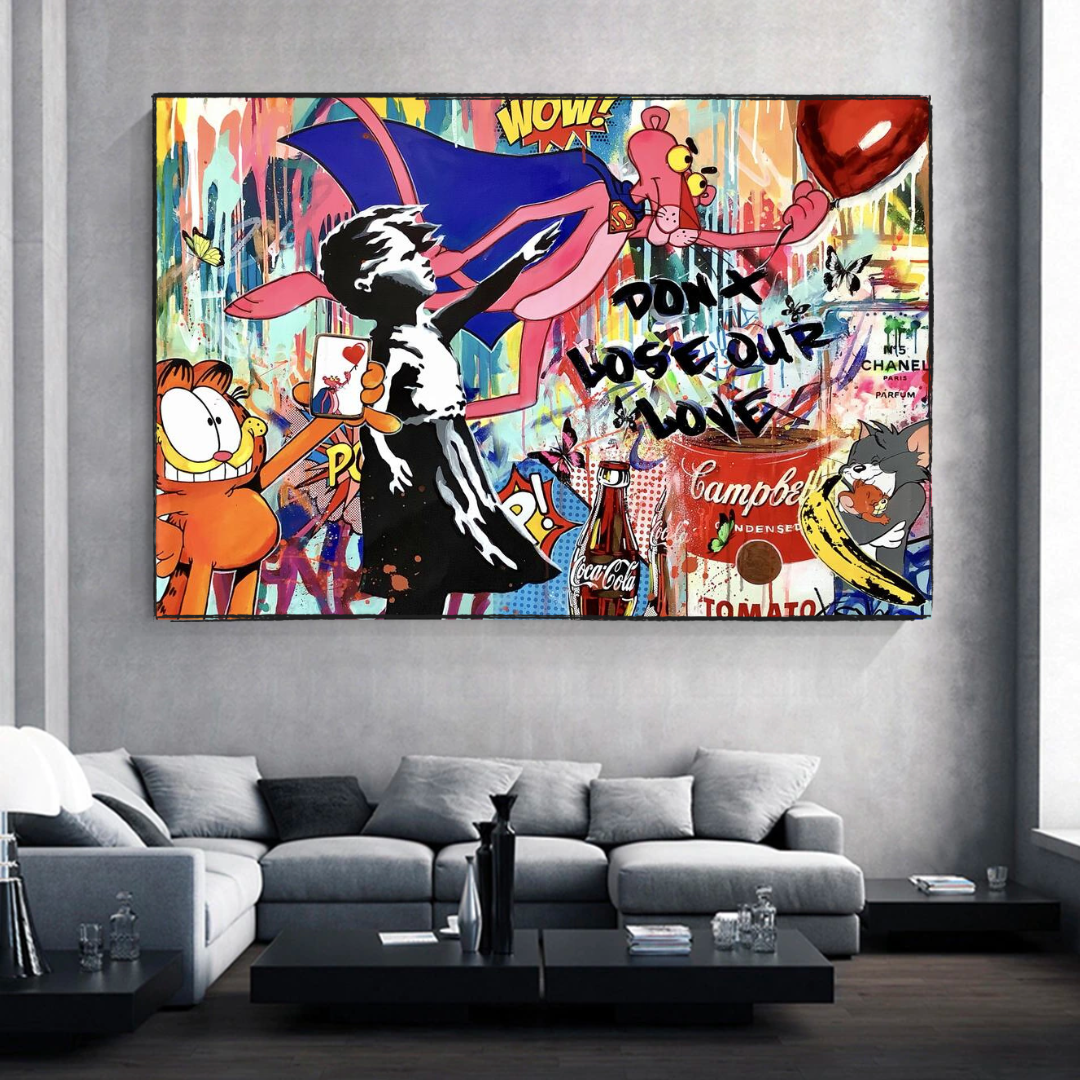 ChandeliersDecor.com-Banksy Wall Poster-Banksy's 'Don't Lose Love' Canvas Wall Art