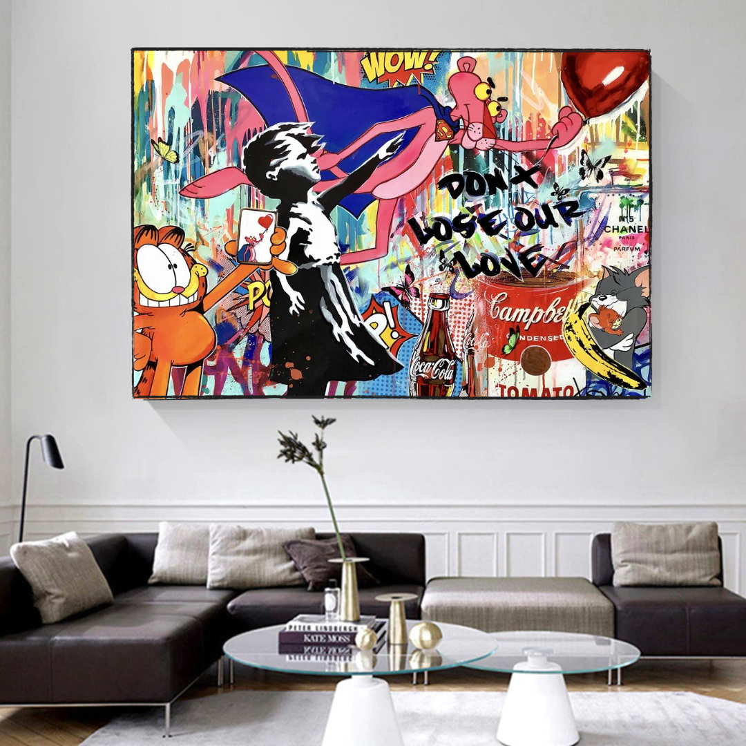 ChandeliersDecor.com-Banksy Wall Poster-Banksy's 'Don't Lose Love' Canvas Wall Art