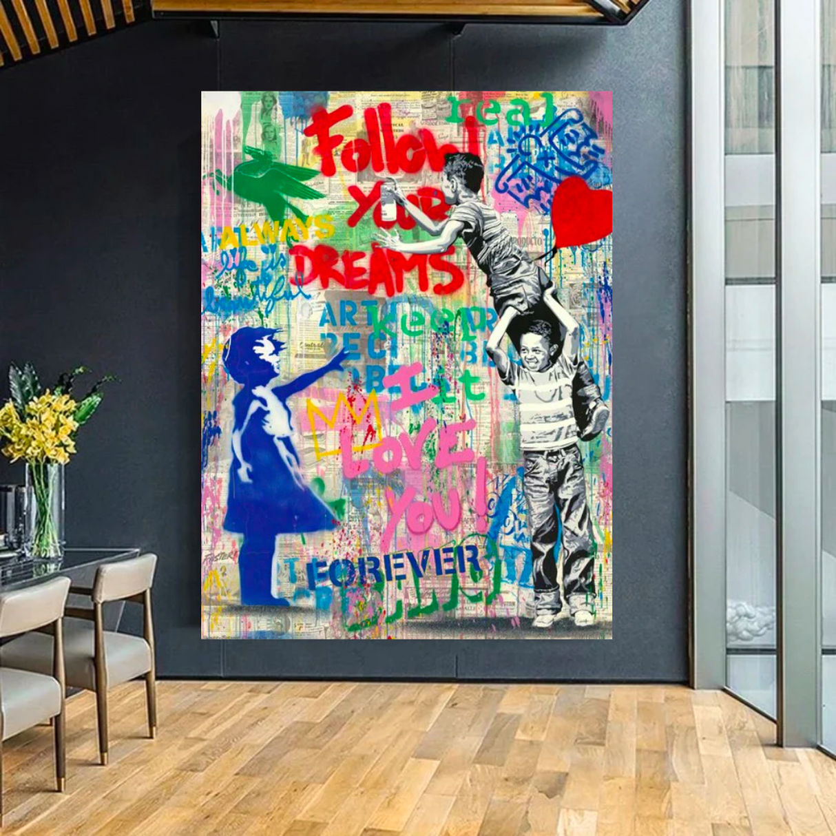 ChandeliersDecor.com-Banksy Wall Poster-Banksy's 'Follow Your Heart' Canvas Wall Art