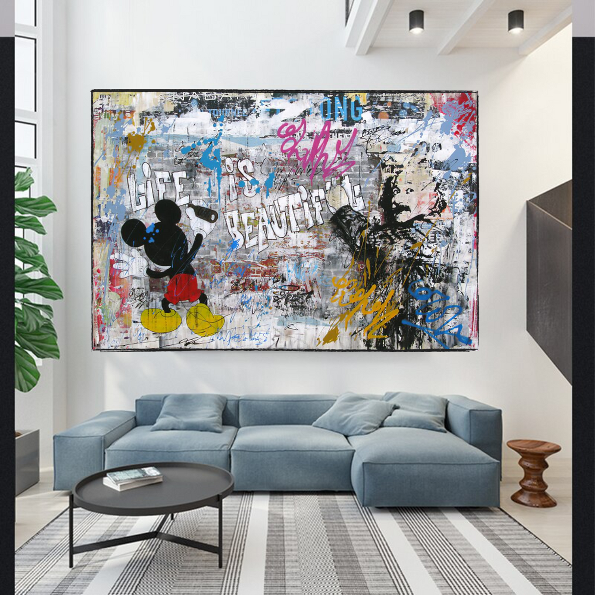 ChandeliersDecor.com-Banksy Wall Poster-Banksy's Life is Beautiful Mickey Canvas Wall Art