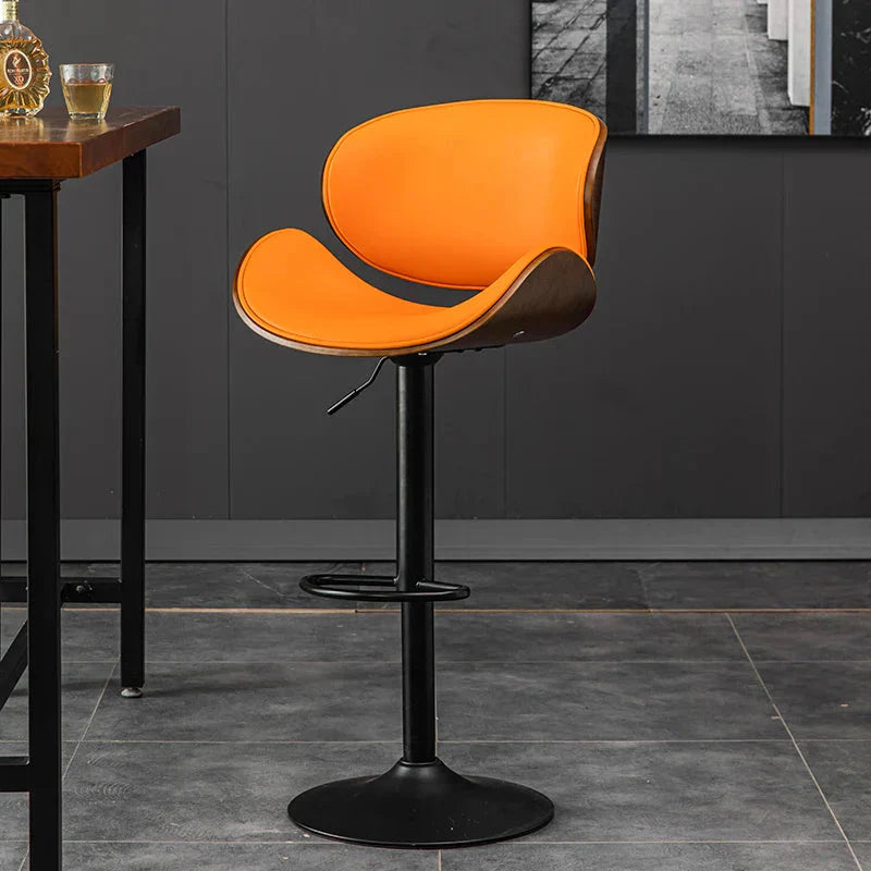 ChandeliersDecor.com-Bar Stools-Banqueta Leather Bar Stool width Oak Wood Base