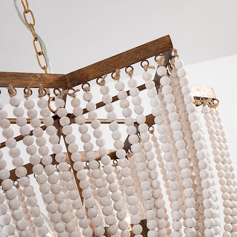 ChandeliersDecor.com-Chandeliers-Beaded Wooden Fringe Antique Chandelier