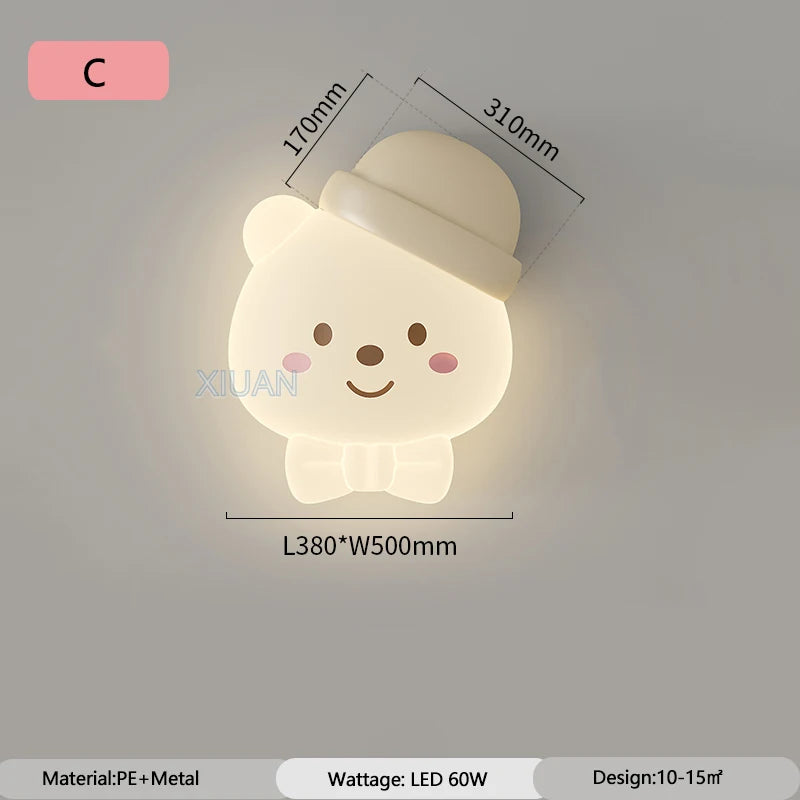 ChandeliersDecor.com-Kids Room Nursery Lighting-Bear Sleeping in Moon Cap Ceiling Light for Kids Room
