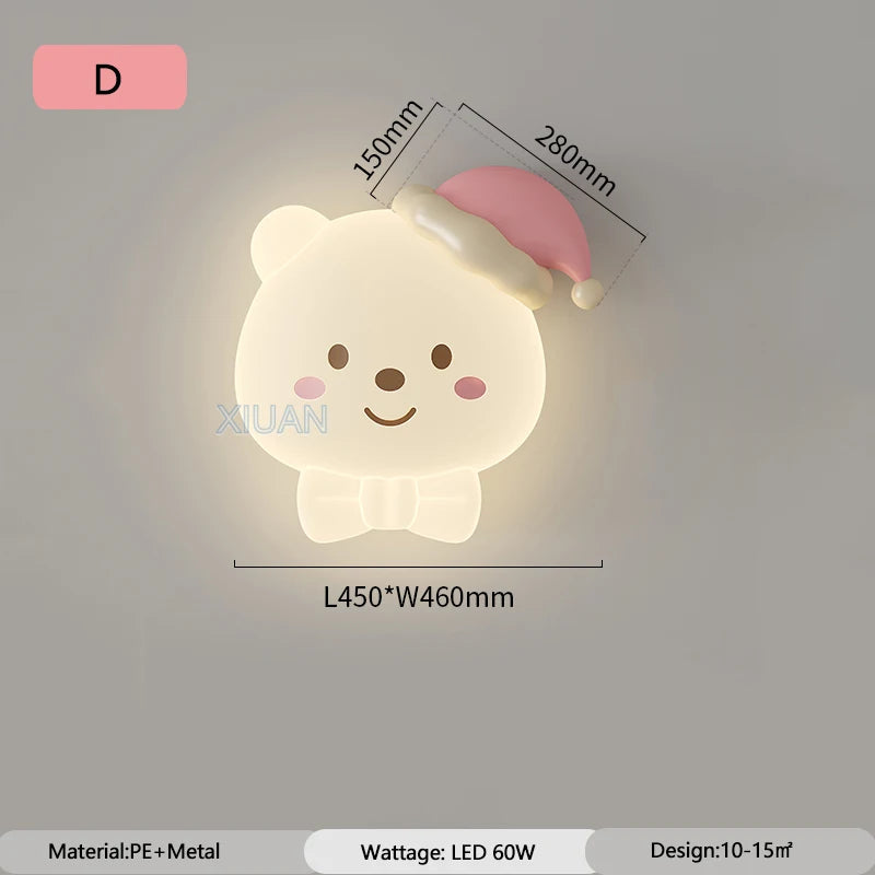 ChandeliersDecor.com-Kids Room Nursery Lighting-Bear Sleeping in Moon Cap Ceiling Light for Kids Room