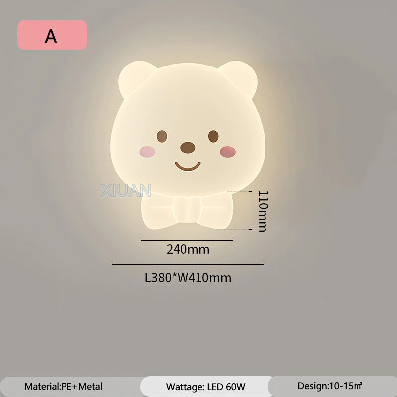 ChandeliersDecor.com-Kids Room Nursery Lighting-Bear Sleeping in Moon Cap Ceiling Light for Kids Room