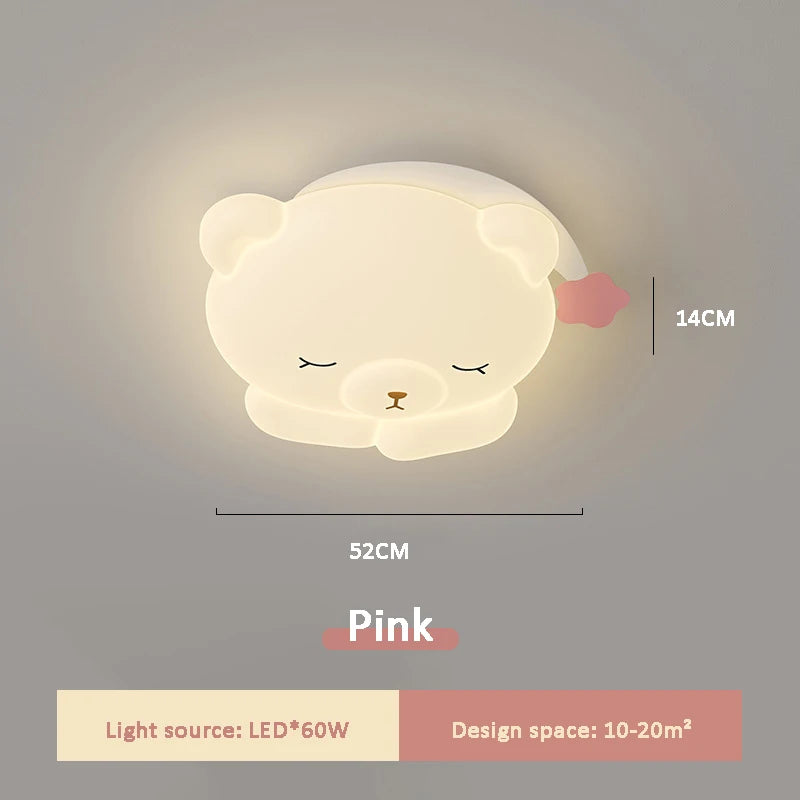 ChandeliersDecor.com-Kids Room Nursery Lighting-Bear Sleeping in Moon Cap Ceiling Light for Kids Room