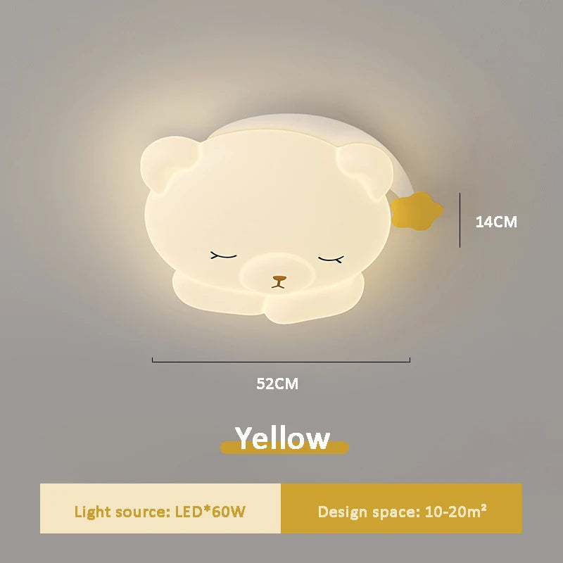 ChandeliersDecor.com-Kids Room Nursery Lighting-Bear Sleeping in Moon Cap Ceiling Light for Kids Room