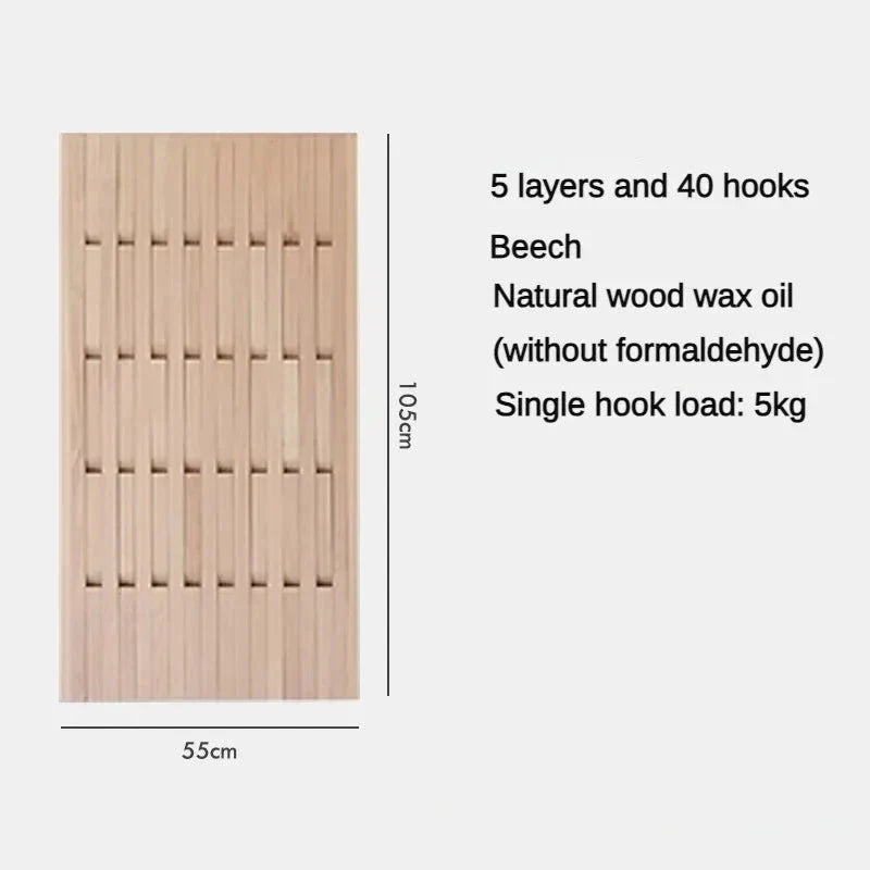 ChandeliersDecor.com-Drying Racks & Hangers-Beech Wood Piano Wall Hanging Coats Organiser