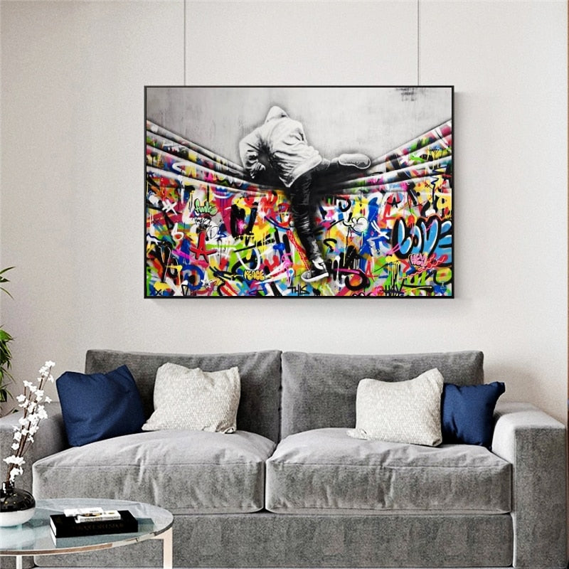 ChandeliersDecor.com-Banksy Wall Poster-Behind the Curtain Poster: Banksy Magic!