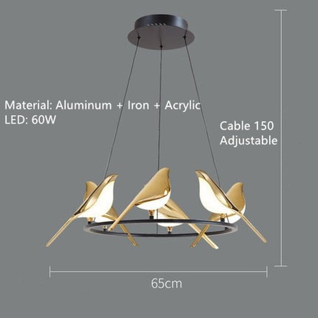 ChandeliersDecor.com-Kitchen Island-Bird Shaped Acrylic Chandelier: Elegant Lighting Solution
