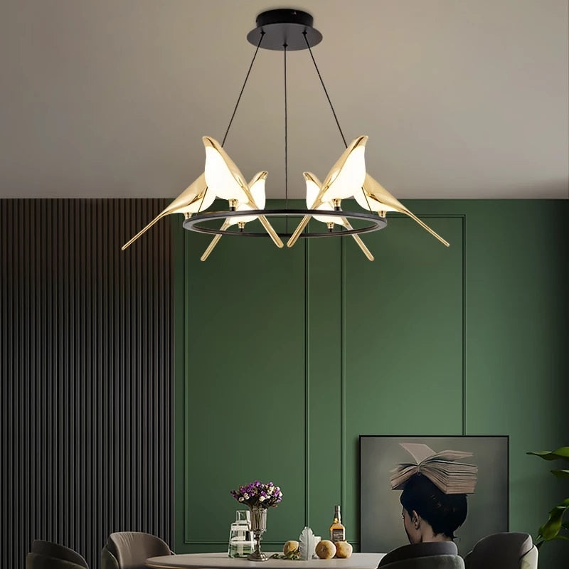 ChandeliersDecor.com-Kitchen Island-Bird Shaped Acrylic Chandelier: Elegant Lighting Solution