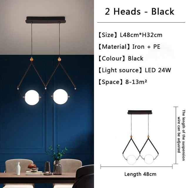 ChandeliersDecor.com-Kitchen Island-Black and Gold Globe LED - Glass Balls Hanging Light
