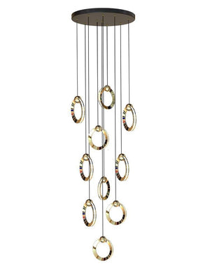 ChandeliersDecor.com-Staircase Chandelier-Black Minimalist Rotating Staircase Chandelier