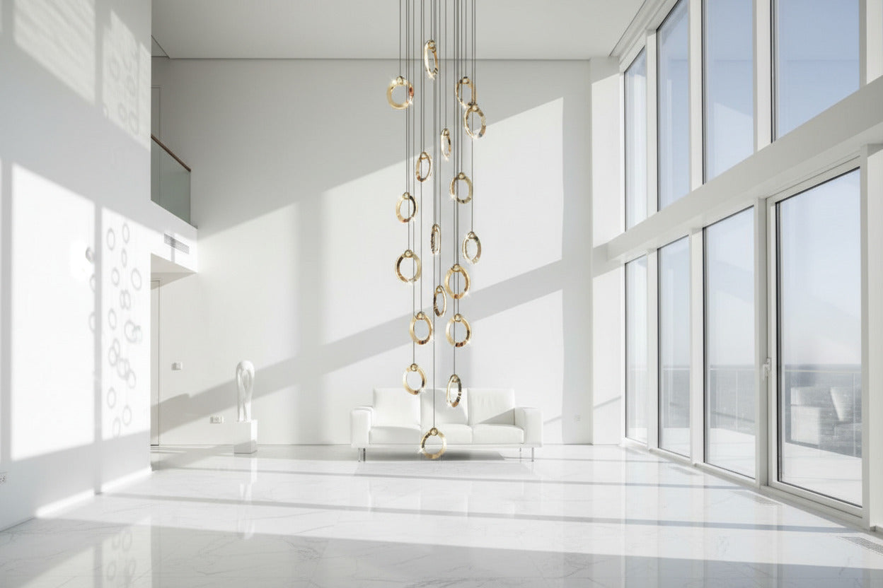 ChandeliersDecor.com-Staircase Chandelier-Black Minimalist Rotating Staircase Chandelier