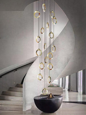 ChandeliersDecor.com-Staircase Chandelier-Black Minimalist Rotating Staircase Chandelier