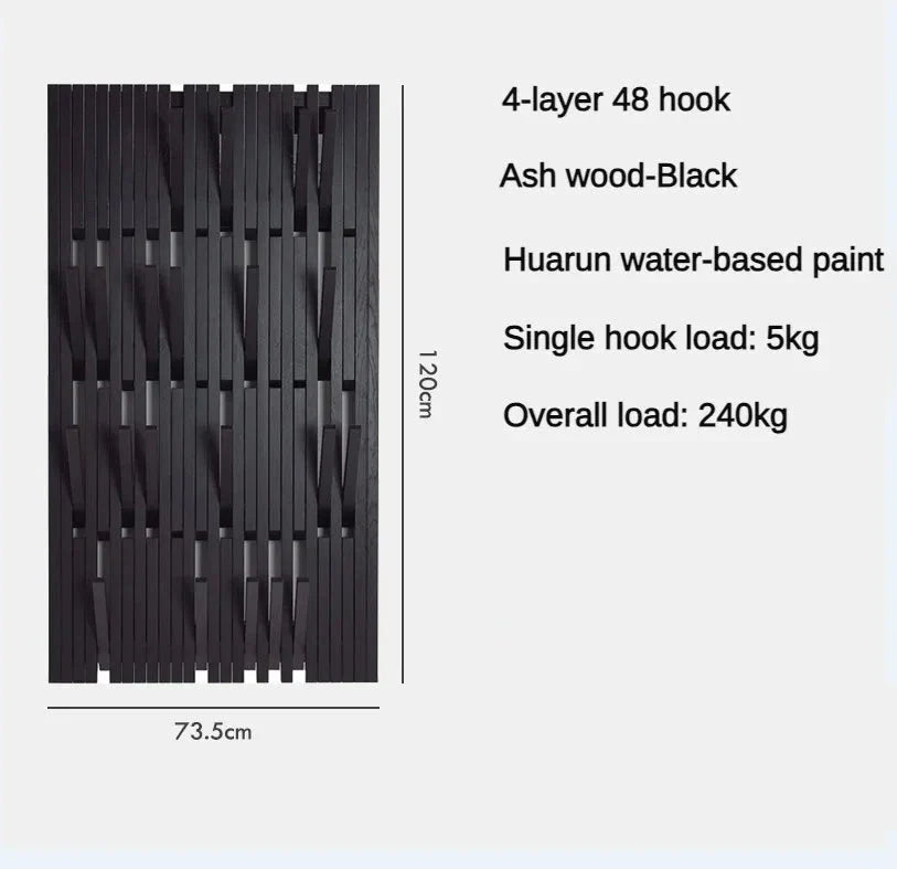 ChandeliersDecor.com-Drying Racks & Hangers-Black Oak Wood Piano Wall Hanging Coats Organiser
