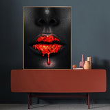 ChandeliersDecor.com-Wall Posters-Black Women Red Lips Art - Dripping & Seductive