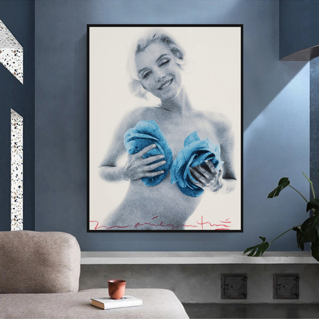 ChandeliersDecor.com-Wall Posters-Blue Flowers Marilyn Poster - Vibrant Floral Art Prints