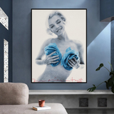 ChandeliersDecor.com-Wall Posters-Blue Flowers Marilyn Poster - Vibrant Floral Art Prints