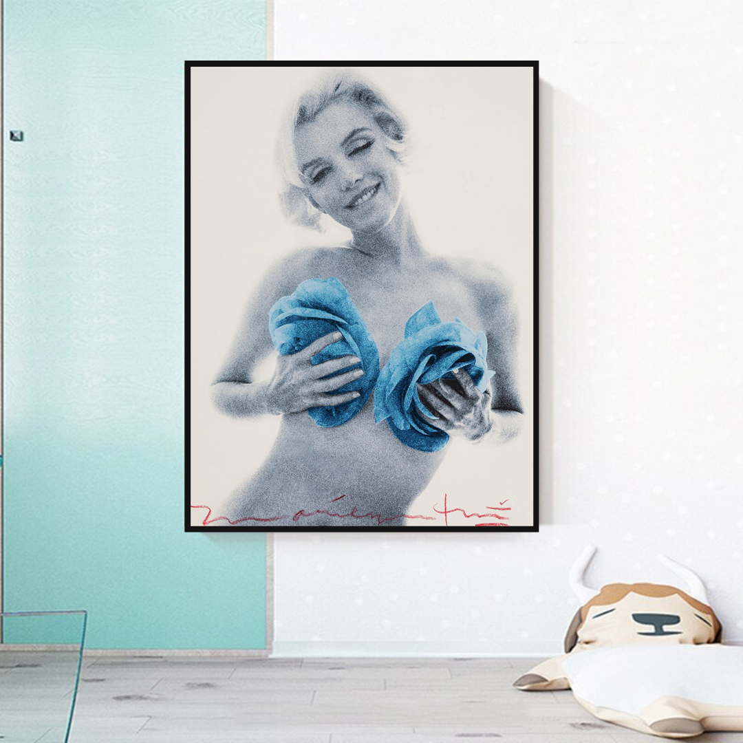 ChandeliersDecor.com-Wall Posters-Blue Flowers Marilyn Poster - Vibrant Floral Art Prints