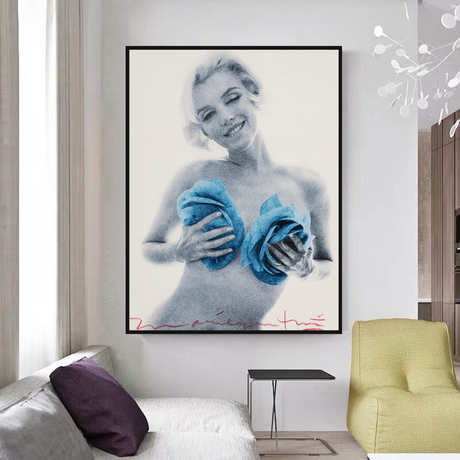 ChandeliersDecor.com-Wall Posters-Blue Flowers Marilyn Poster - Vibrant Floral Art Prints