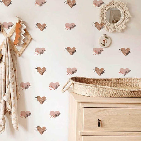 ChandeliersDecor.com-Kids Nursery Bohemian Wall Decals-Boho Hearts Pattern Wall Stickers - Adhesive Decals