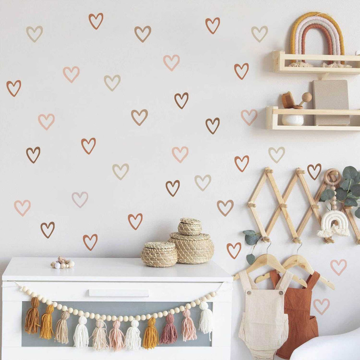 ChandeliersDecor.com-Kids Nursery Bohemian Wall Decals-Boho Hearts Wall Decals Wall Sticker