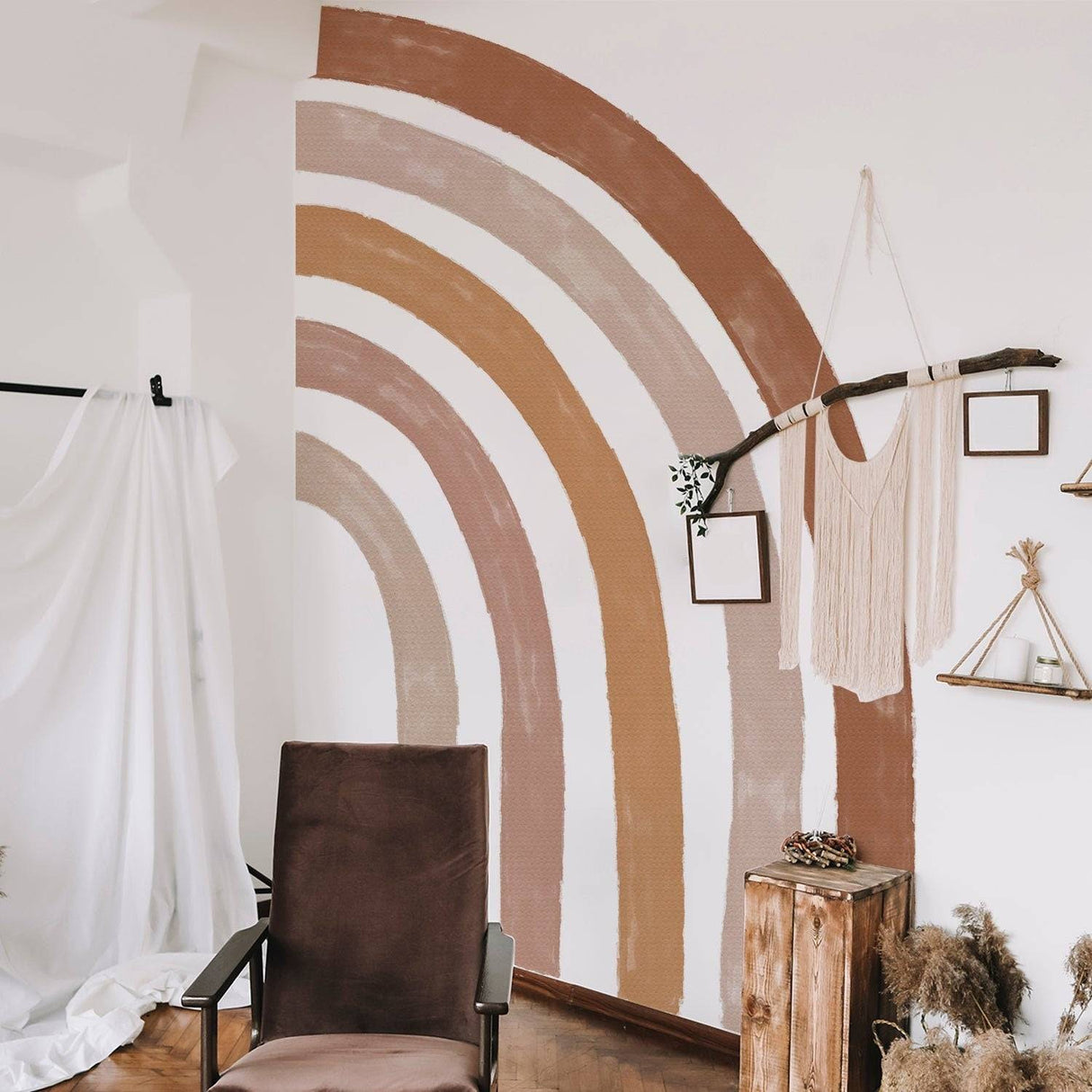 ChandeliersDecor.com-Home Decor Decals-Boho Rainbow Wall Decal | Large Boho Rainbow Wall Sticker