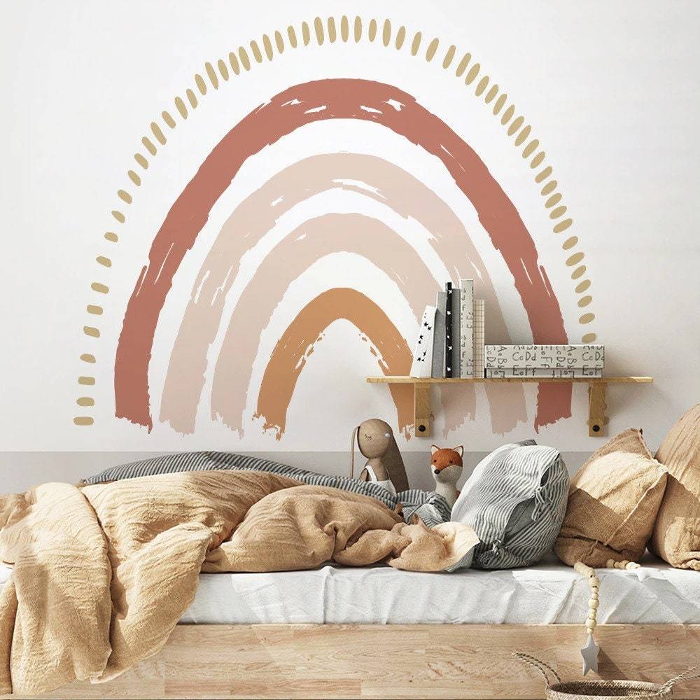 ChandeliersDecor.com-Home Decor Decals-Boho Rainbow Wall Decal: Vibrant and Stylish Décor