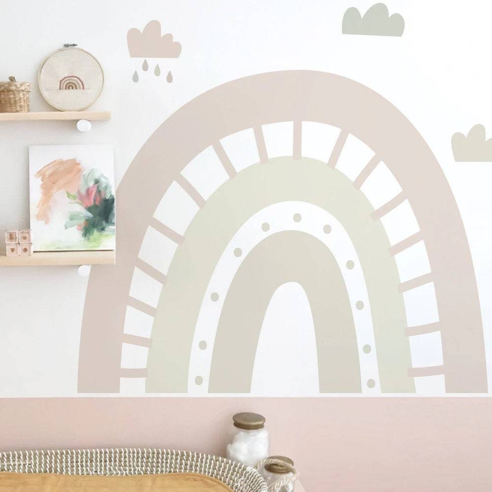 ChandeliersDecor.com-Home Decor Decals-Boho Rainbow Wall Decal: Vibrant and Stylish Décor