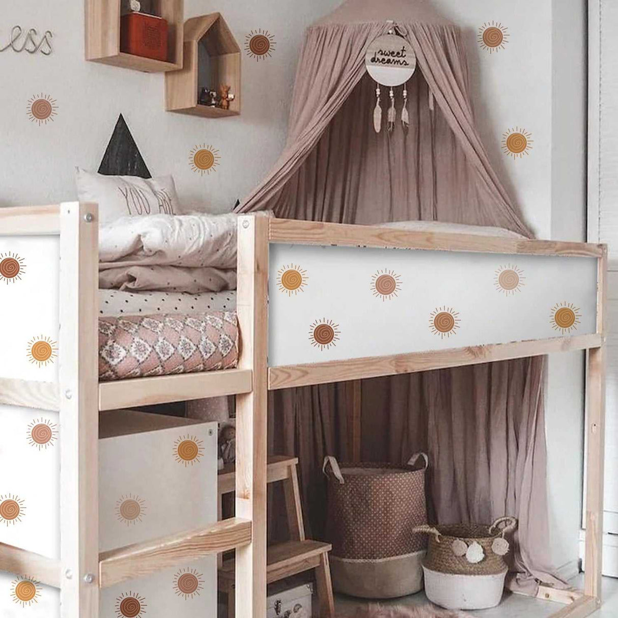 ChandeliersDecor.com-Kids Nursery Bohemian Wall Decals-Boho Sun Wall Decal: Eye-Catching Home Decor